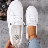 Women's Low Profile Lace-Up Flat Sneakers with Round Toe