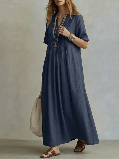 Women's Maxi Dress Short Sleeve with V-Neck