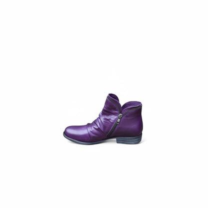 Women's Orthopedic Ankle Boots with Side Zip and Ruched Detail