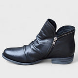 Women's Orthopedic Ankle Boots with Side Zip and Ruched Detail