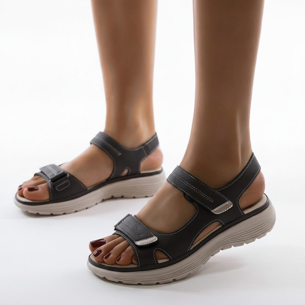 Women's Orthopedic Sandals with Adjustable Velcro Straps and Platform Sole
