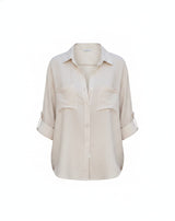 Women's Oversized Button-Down Shirt with Long Sleeves and Classic Collar