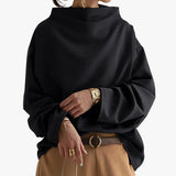 Women's Oversized Sweatshirt with Mock Neck and Long Sleeves