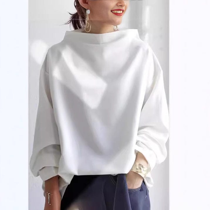 Women's Oversized Sweatshirt with Mock Neck and Long Sleeves