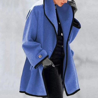 Women's Oversized Winter Coat with Large Lapel Collar and Side Pockets