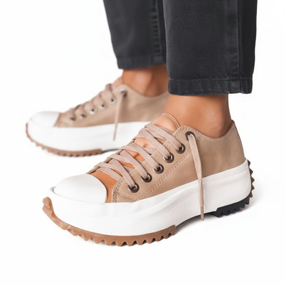 Women's Platform Sneakers with Lace-Up Closure and Chunky Sole