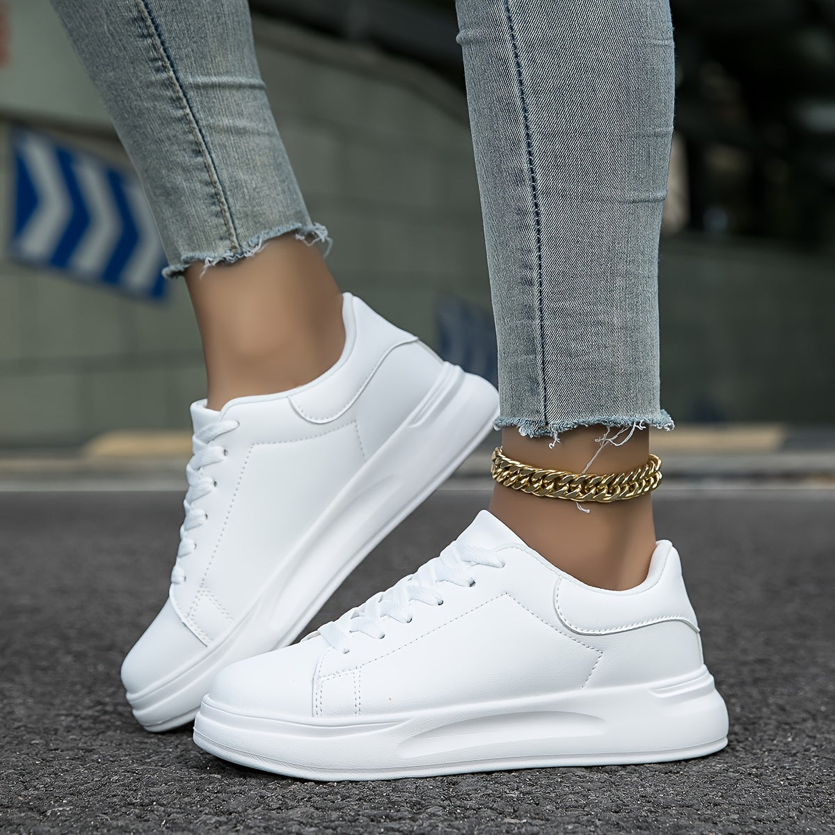 Women's Platform Sneakers with Lace-Up Closure and Chunky Sole