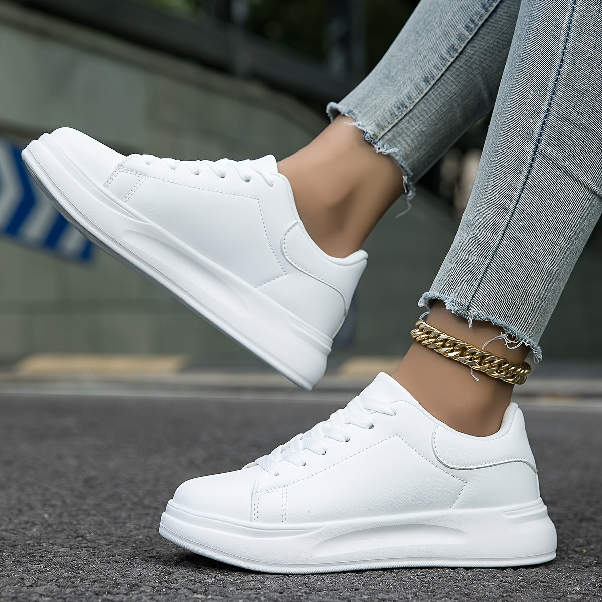Women's Platform Sneakers with Lace-Up Closure and Chunky Sole