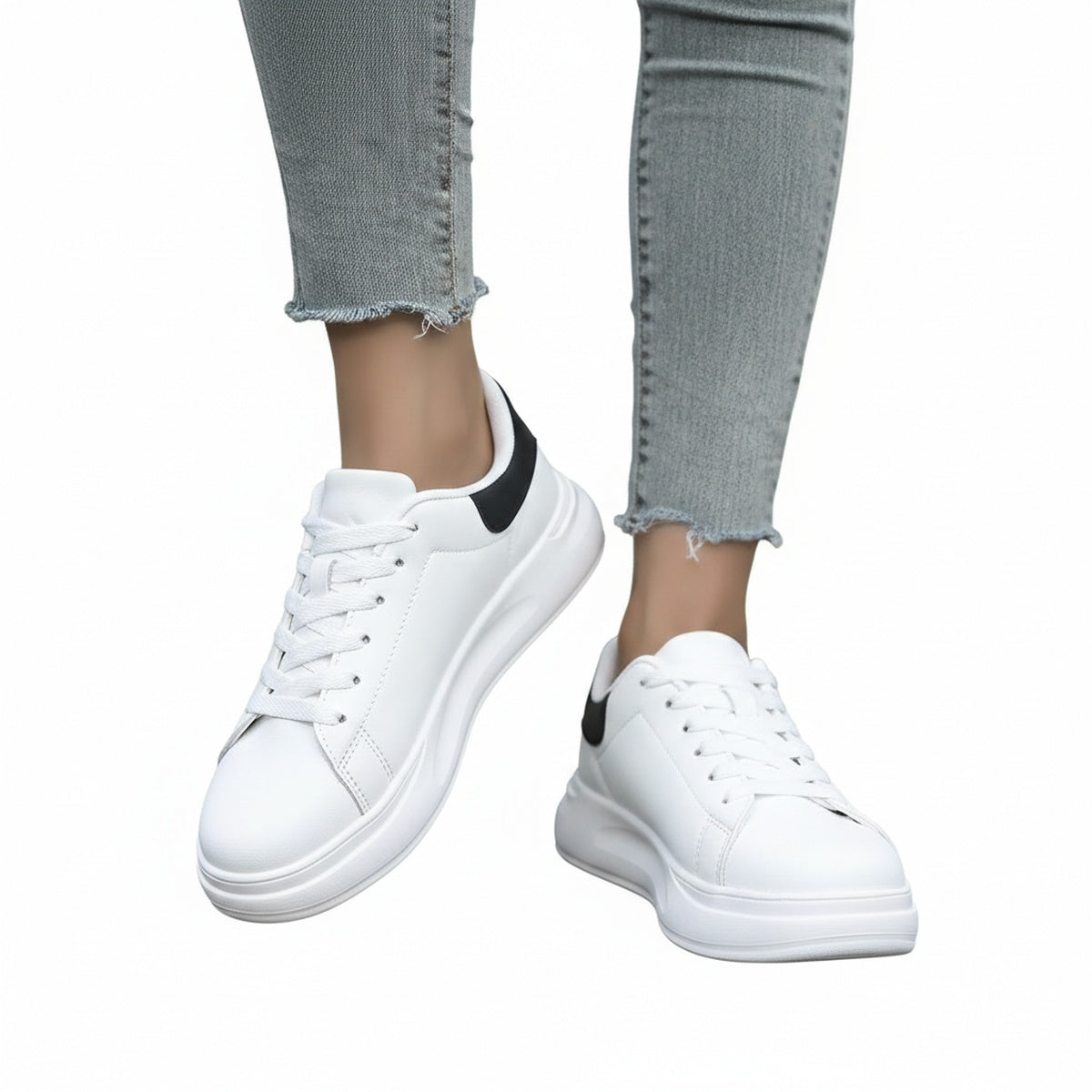 Women's Platform Sneakers with Lace-Up Closure and Chunky Sole