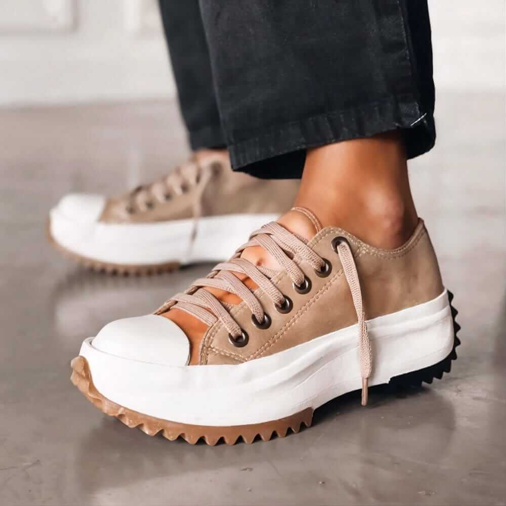Women's Platform Sneakers with Lace-Up Closure and Chunky Sole