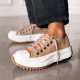 Women's Platform Sneakers with Lace-Up Closure and Chunky Sole