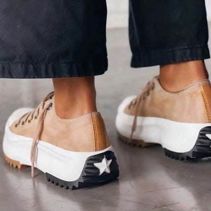 Women's Platform Sneakers with Lace-Up Closure and Chunky Sole