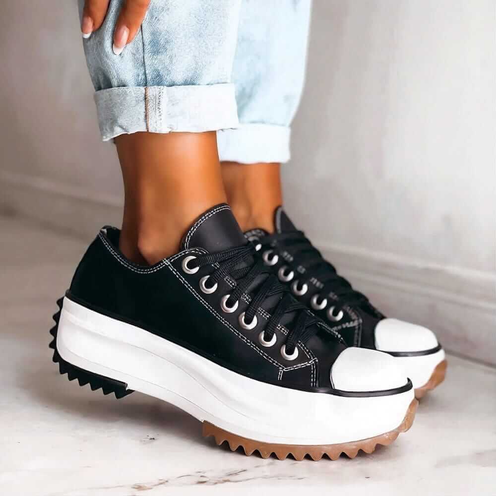 Women's Platform Sneakers with Lace-Up Closure and Chunky Sole