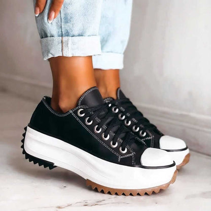 Women's Platform Sneakers with Lace-Up Closure and Chunky Sole