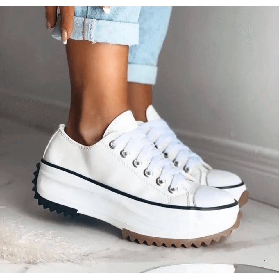 Women's Platform Sneakers with Lace-Up Closure and Chunky Sole
