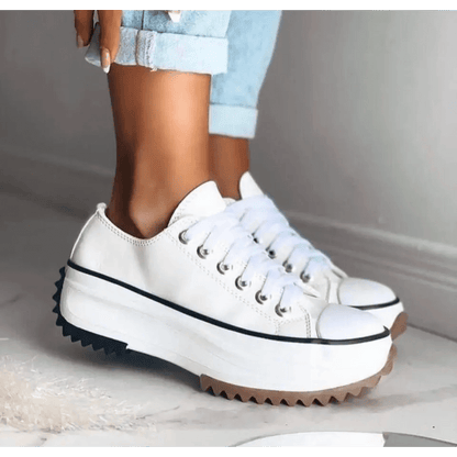 Women's Platform Sneakers with Lace-Up Closure and Chunky Sole