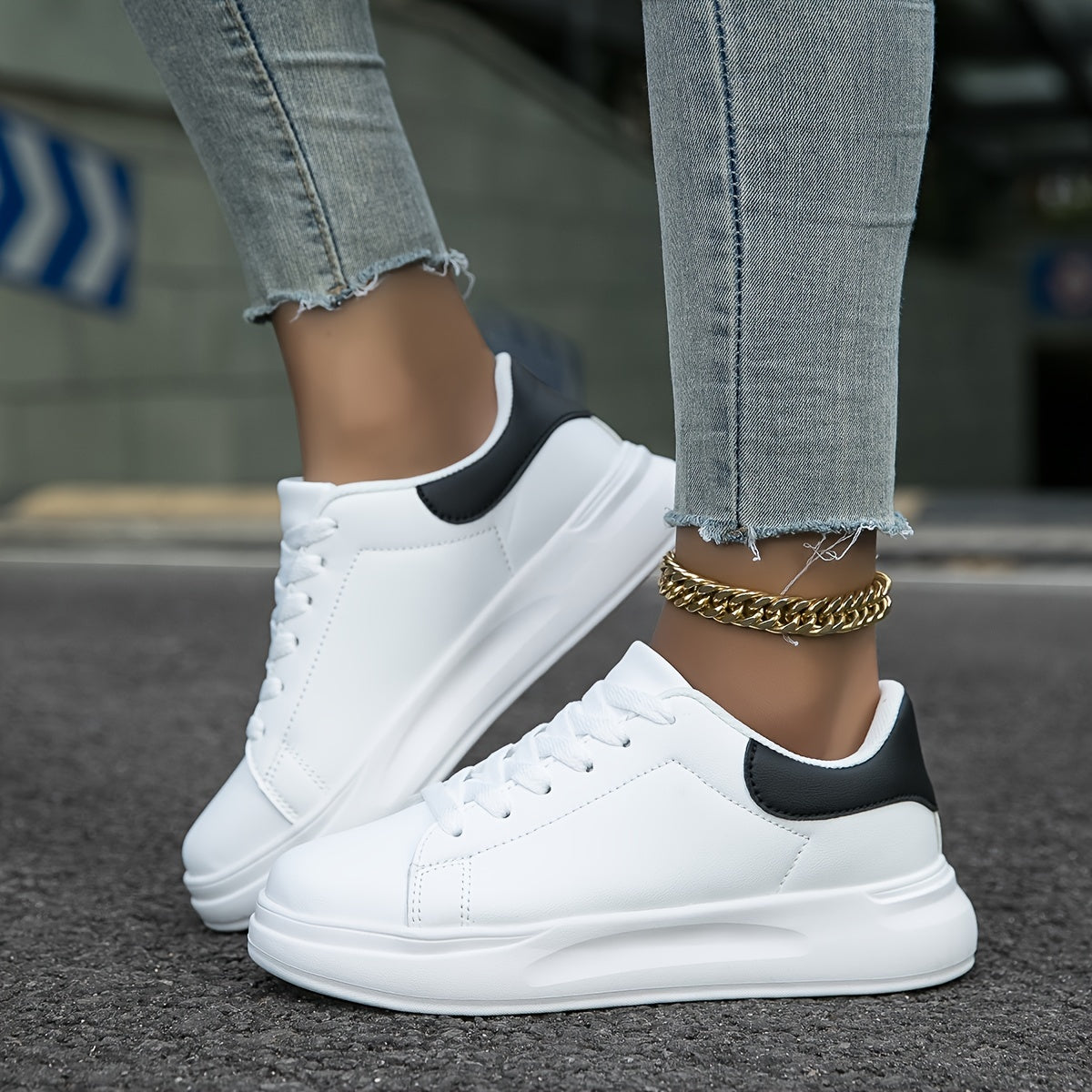 Women's Platform Sneakers with Lace-Up Closure and Chunky Sole