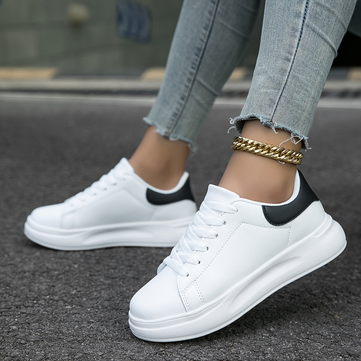 Women's Platform Sneakers with Lace-Up Closure and Chunky Sole