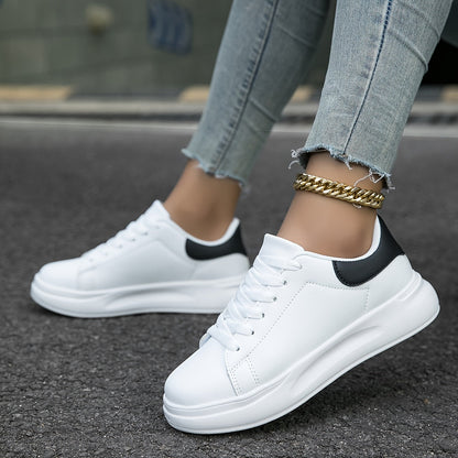 Women's Platform Sneakers with Lace-Up Closure and Chunky Sole