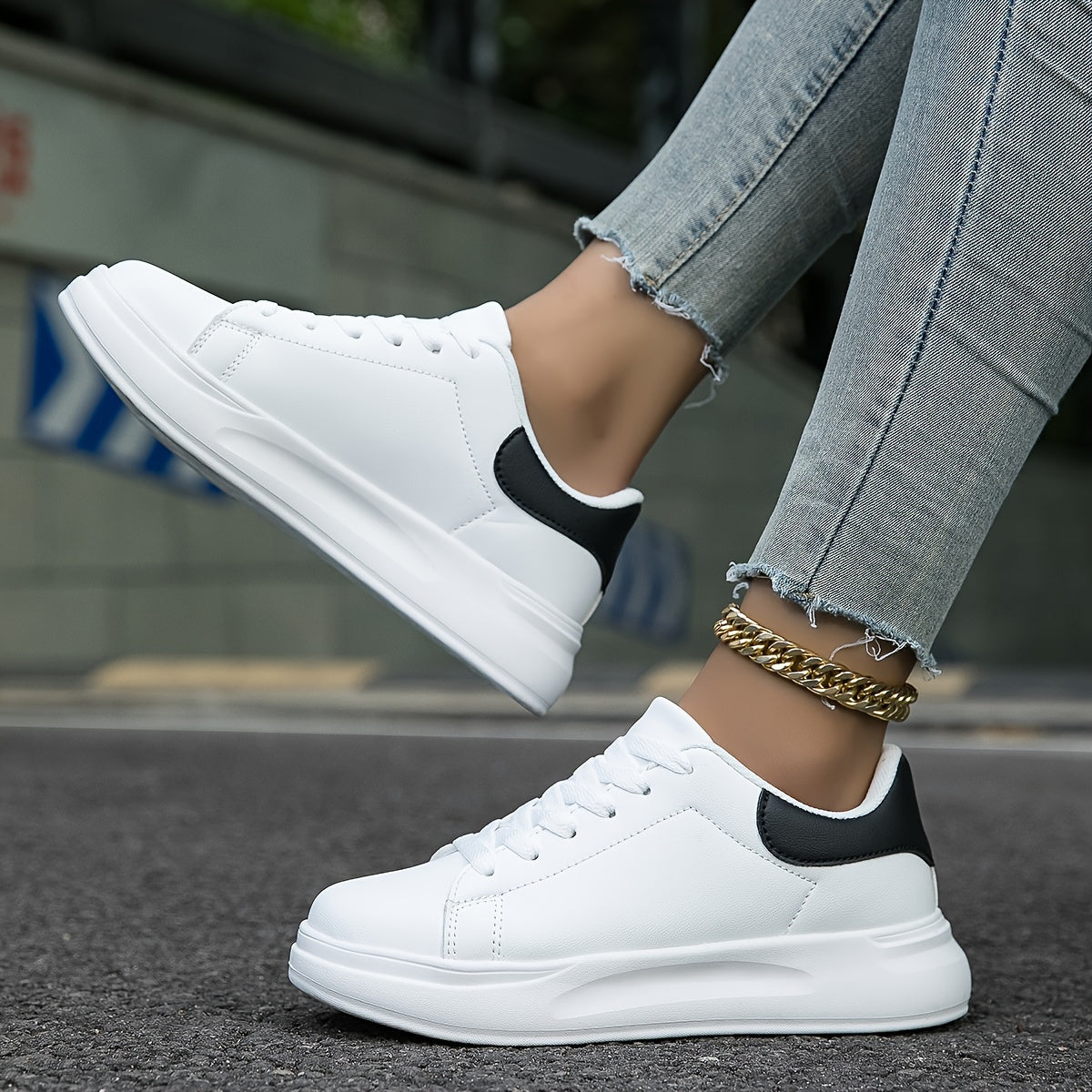 Women's Platform Sneakers with Lace-Up Closure and Chunky Sole