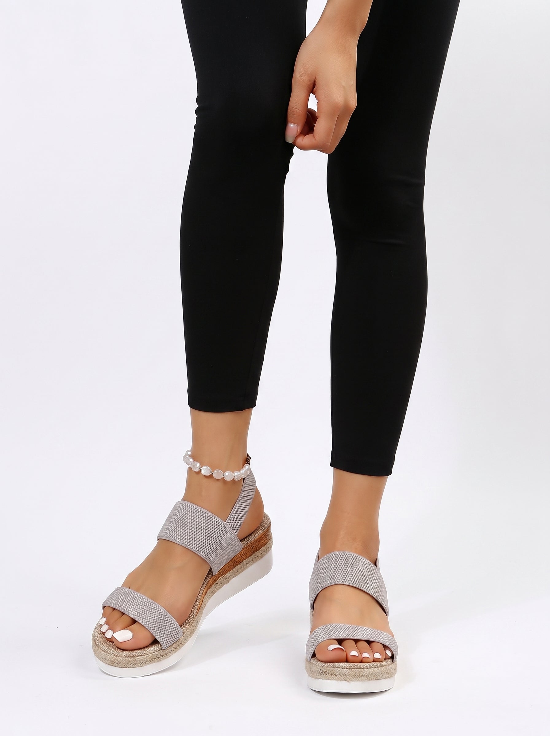 Women's Platform Wedge Sandals with Open Toe and Elastic Strap
