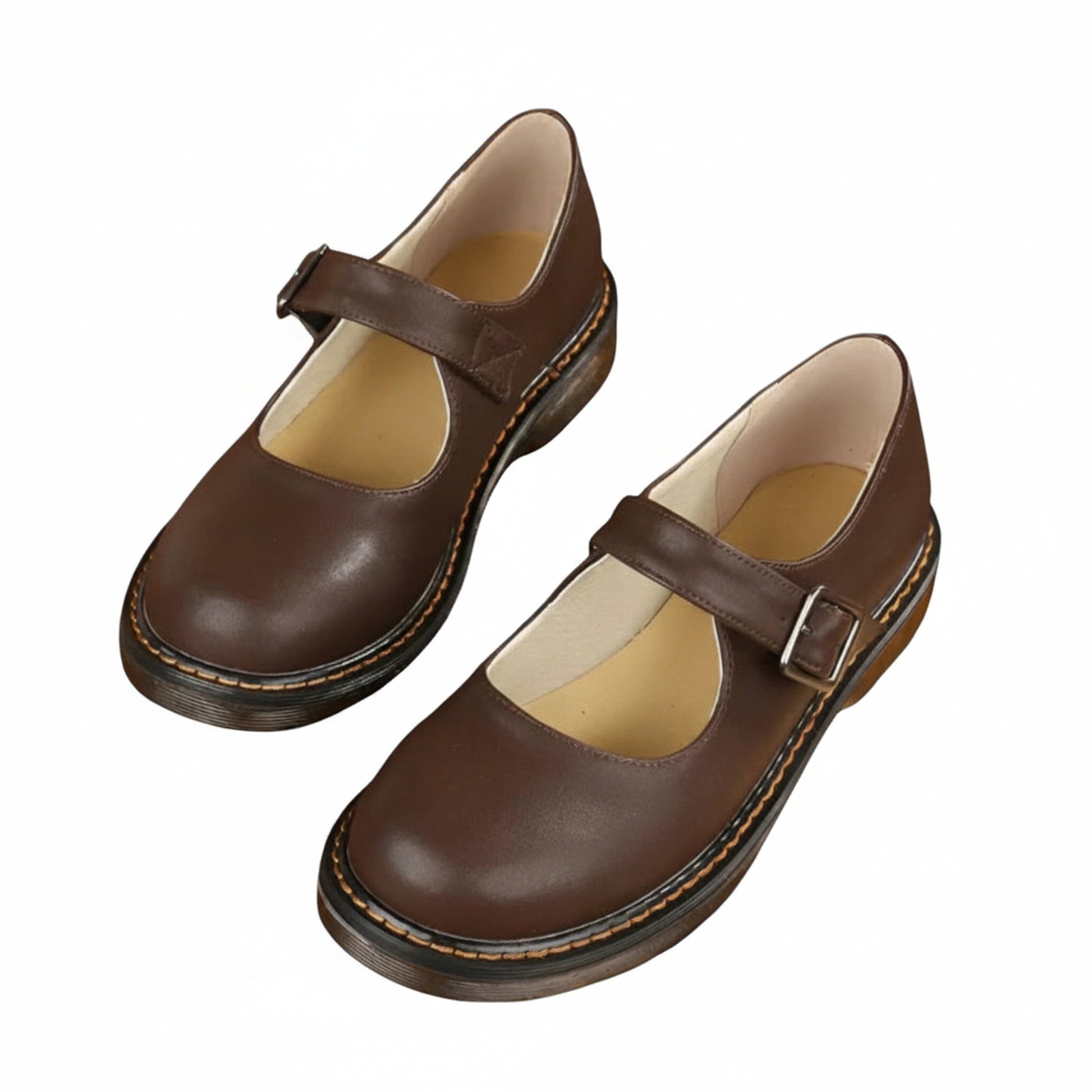 Women's Shoes with Round Toe and Side Buckle Strap