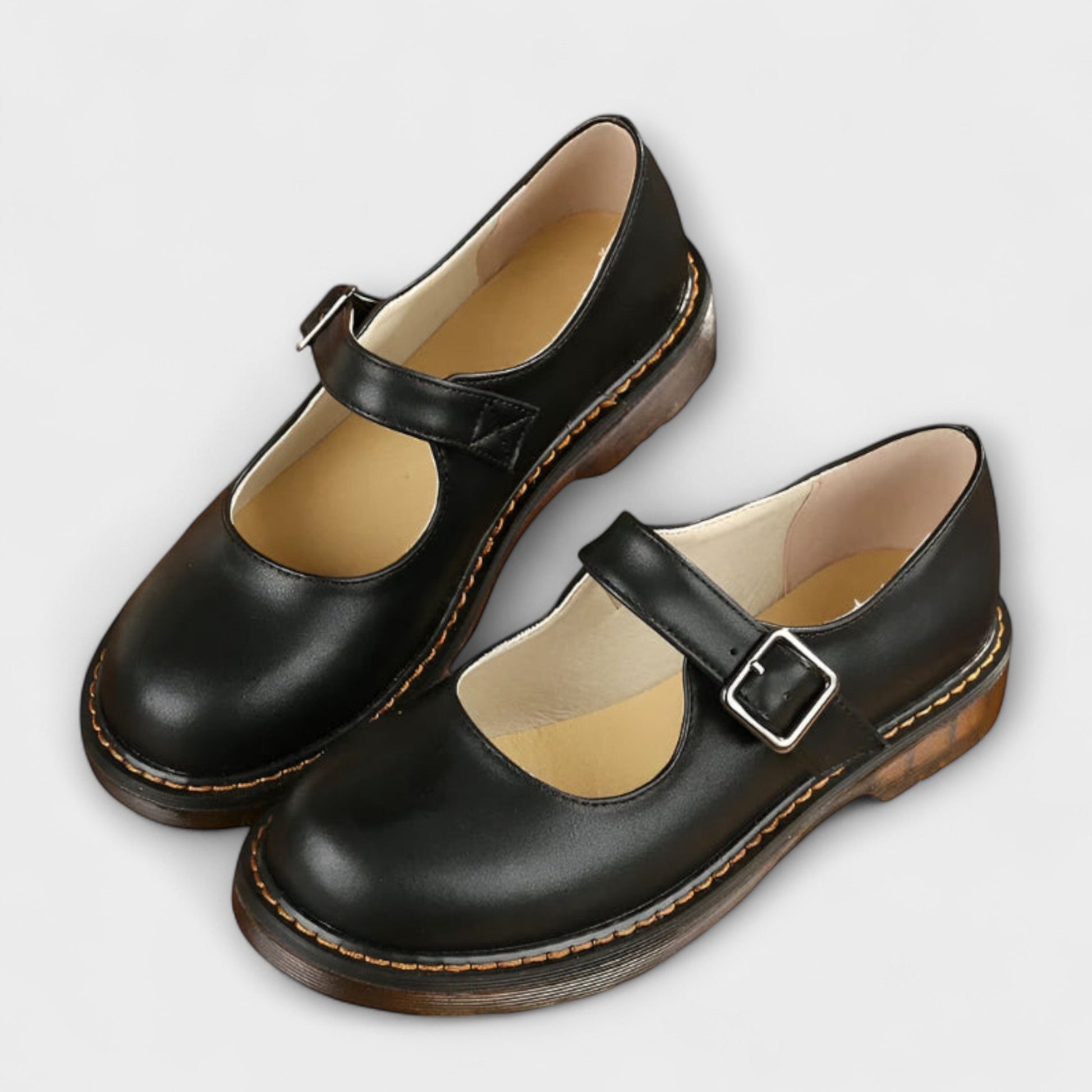 Women's Shoes with Round Toe and Side Buckle Strap