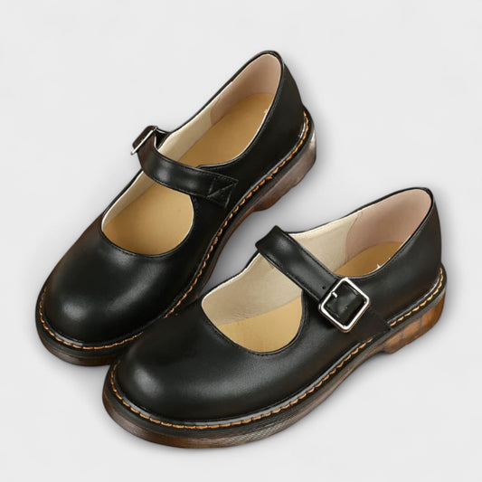 Women's Shoes with Round Toe and Side Buckle Strap