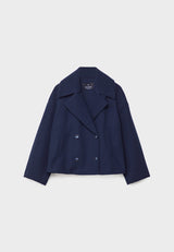 Women's Short Double Breasted Coat with Oversized Lapel