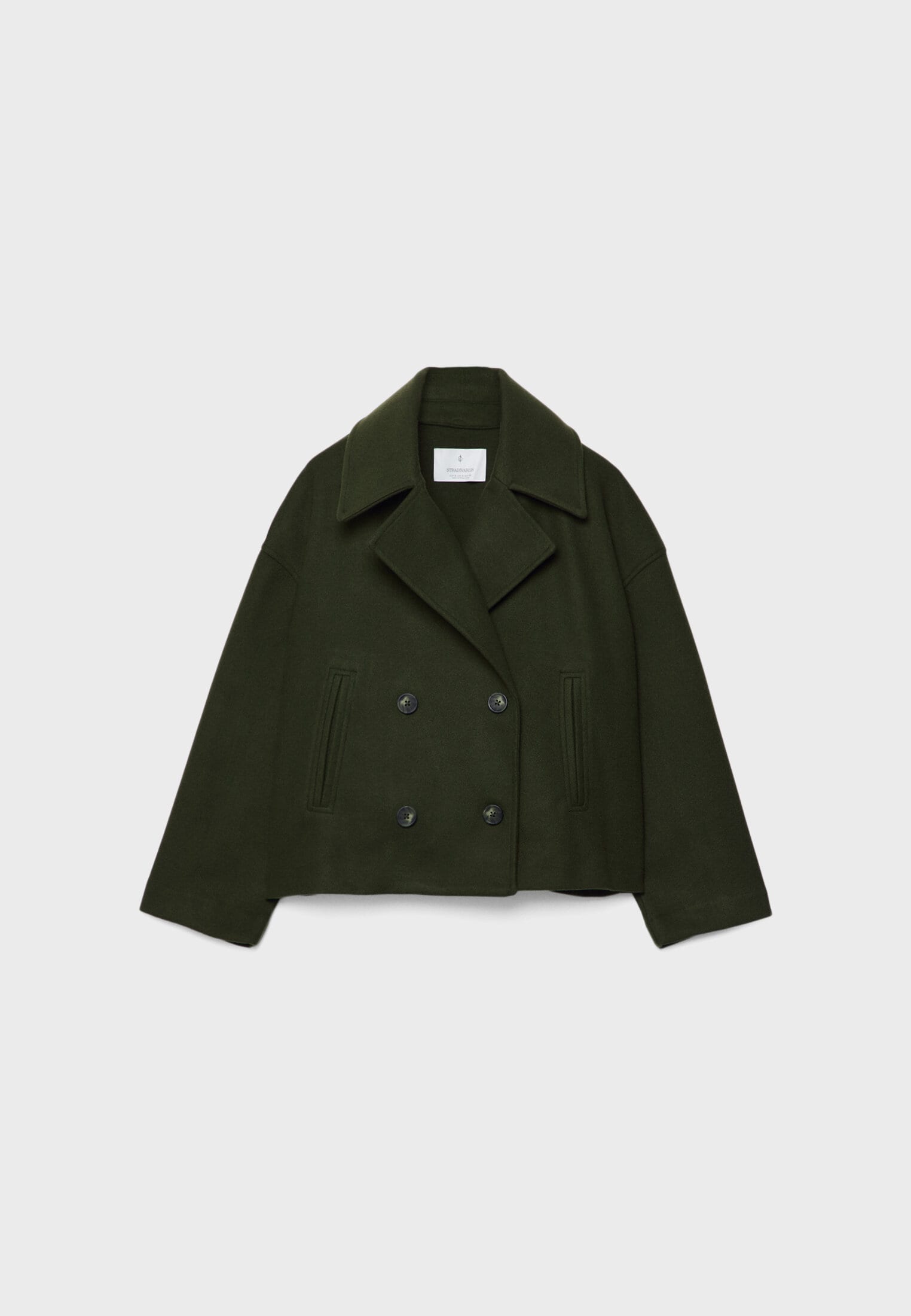 Women's Short Double Breasted Coat with Oversized Lapel