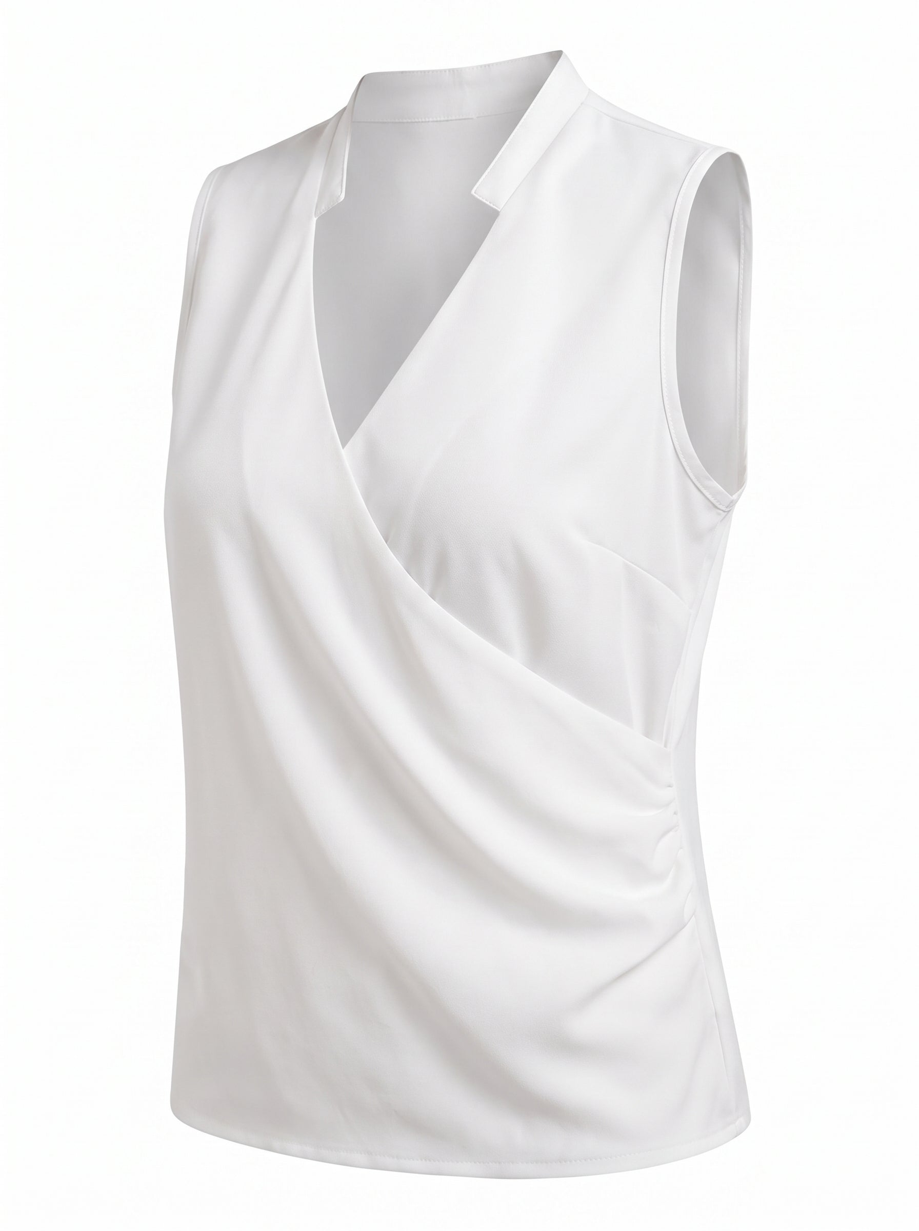 Women's Sleeveless Blouse with V-Neck and Wrap Front