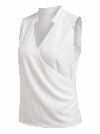 Women's Sleeveless Blouse with V-Neck and Wrap Front