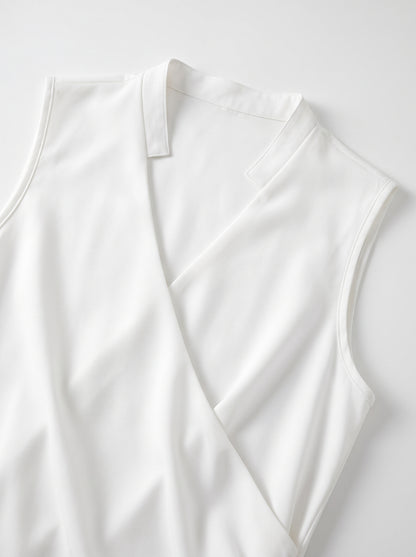 Women's Sleeveless Blouse with V-Neck and Wrap Front