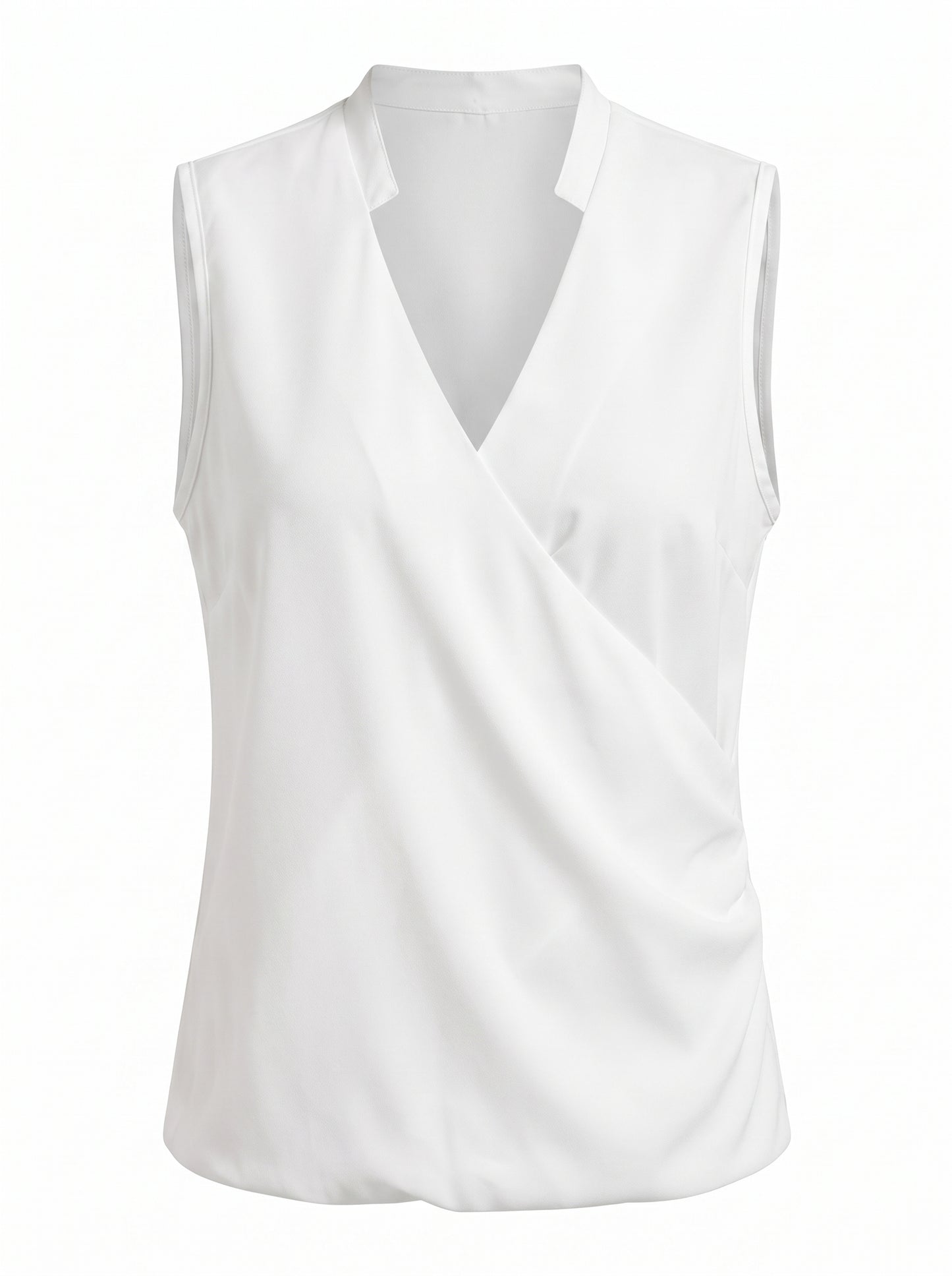 Women's Sleeveless Blouse with V-Neck and Wrap Front
