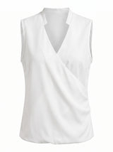 Women's Sleeveless Blouse with V-Neck and Wrap Front