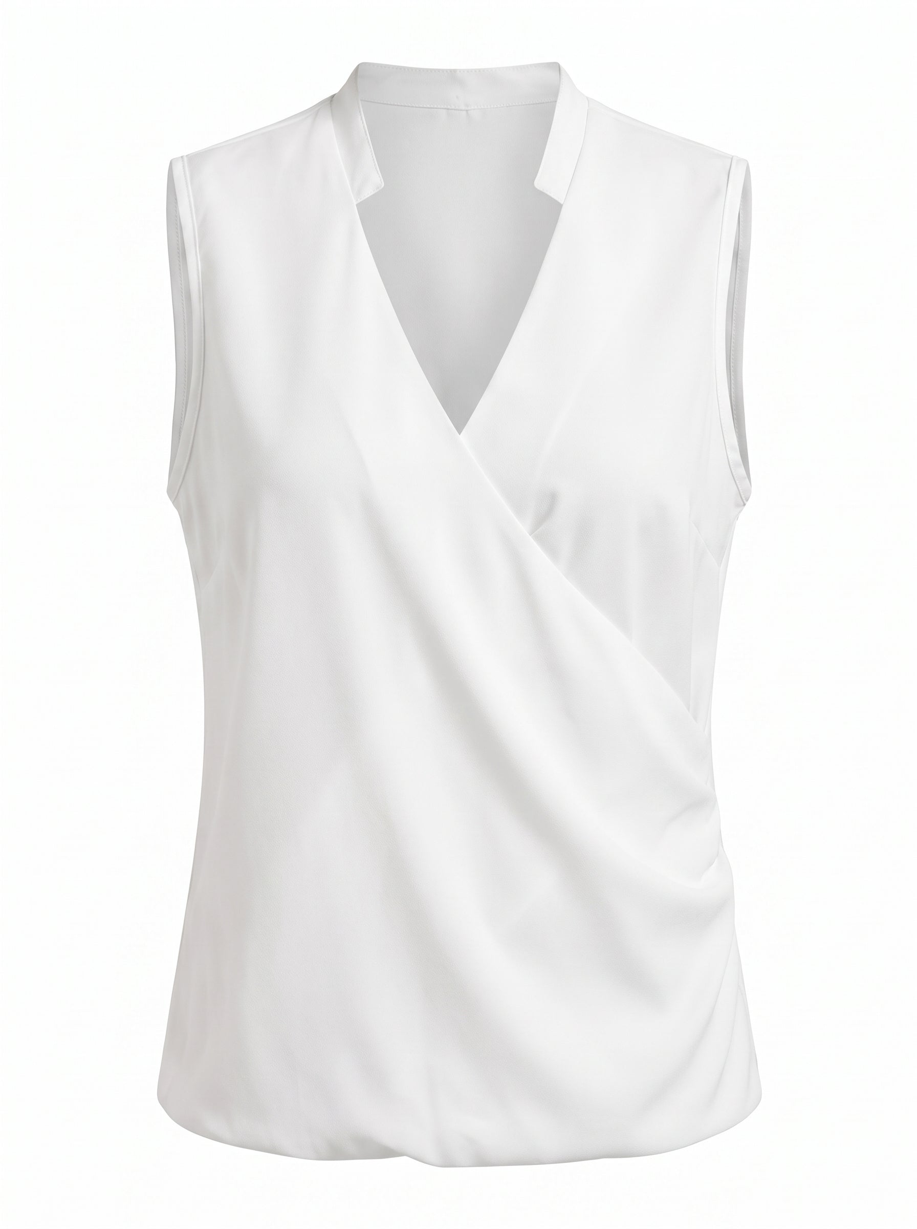 Women's Sleeveless Blouse with V-Neck and Wrap Front