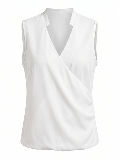 Women's Sleeveless Blouse with V-Neck and Wrap Front