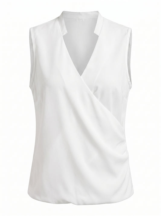Women's Sleeveless Blouse with V-Neck and Wrap Front