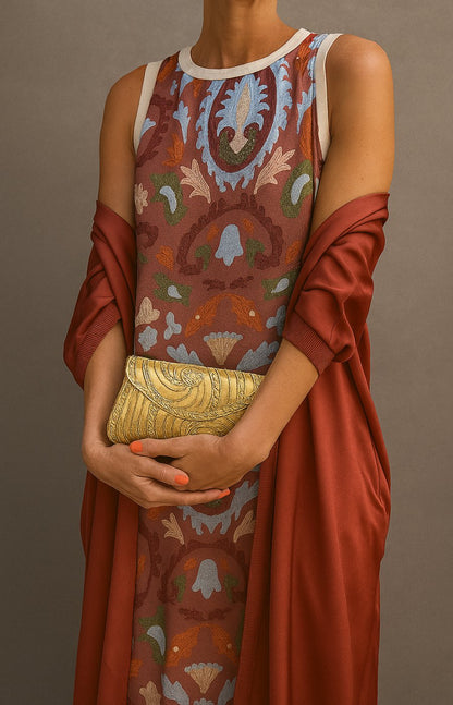 Women's Sleeveless Maxi Dress and Coat Set with Floral Print