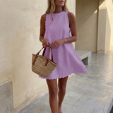 Women's Sleeveless Mini Dress with A-Line Silhouette