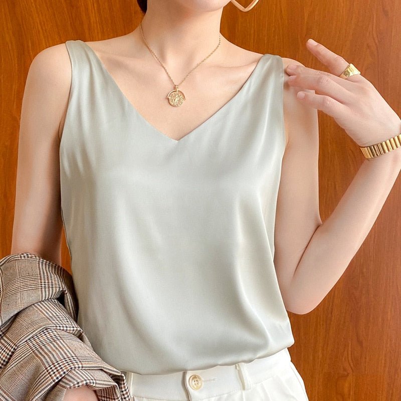 Women's Sleeveless Tank Top with V-Neck