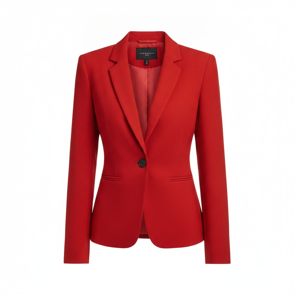 Women's Slim Fit Blazer with Notched Lapel and One-Button Closure
