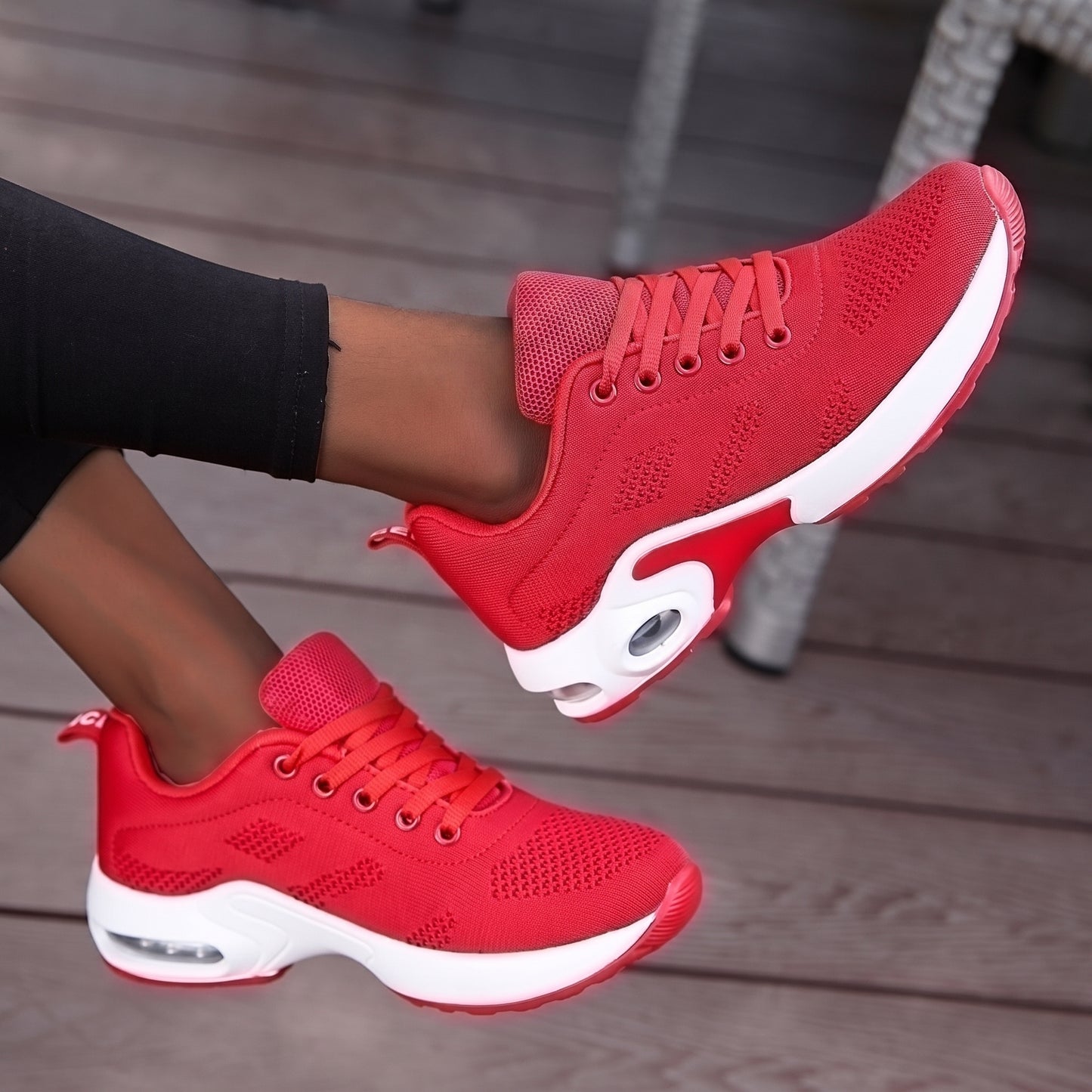 Women's Sneakers with Air Cushion Sole and Lace-Up Closure
