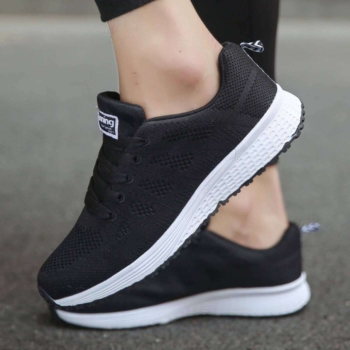 Women's Sneakers with Lace-Up Closure and Cushioned Sole