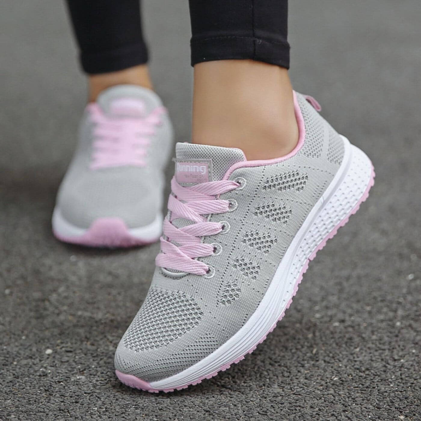 Women's Sneakers with Lace-Up Closure and Cushioned Sole