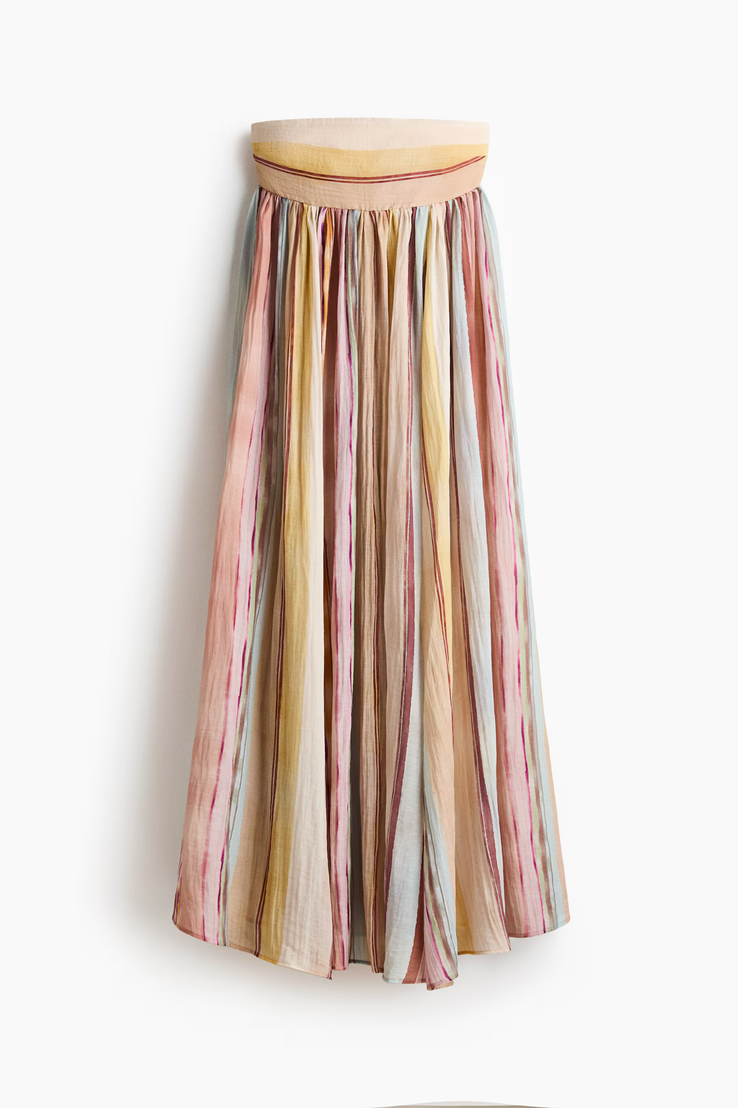 Women's Strapless Maxi Dress with Striped Print and A-Line Silhouette
