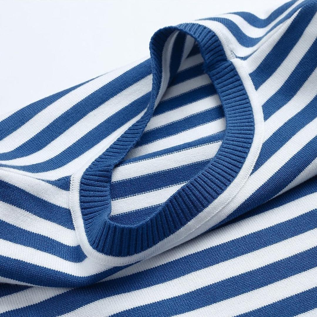 Women's Striped Long Sleeve Top with Round Neck