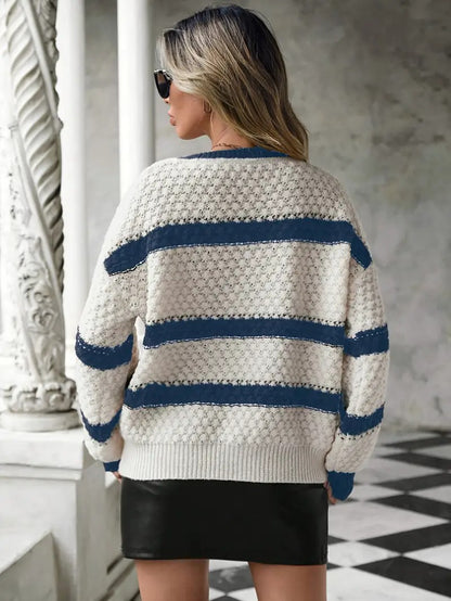 Women's Striped V-Neck Sweater