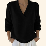 Women's Sweater with V-Neck and Long Sleeves Relaxed Fit