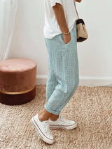 Women's Tapered Lounge Pants with Drawstring Waist and Side Pockets